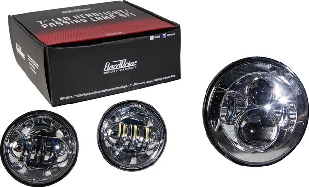 Kit Faro LED Disco Duro 7" con Lámparas de Paso para Harleys 45W/30W Cromo Foto 1 de 1