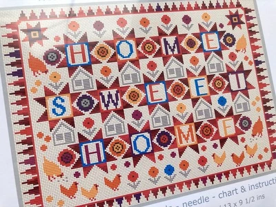 Counted Cross Stitch Kit HOME SWEET HOME Patchwork Folk  Hens Aida 14 Riverdrift - Image 1 of 4