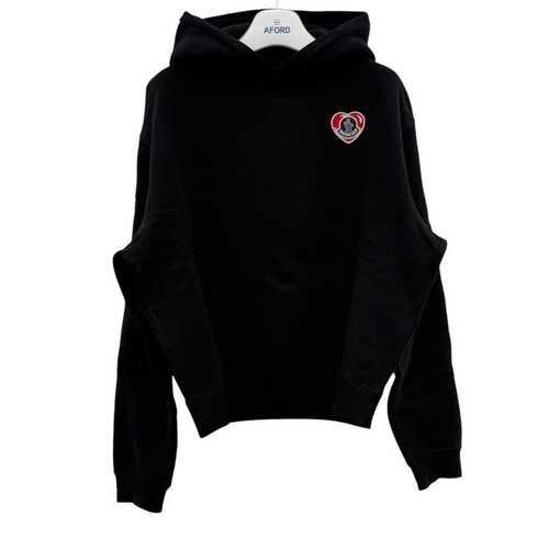 Moncler Felpa con Cappuccio Logo Cuore Nero MOA123044 123851962
