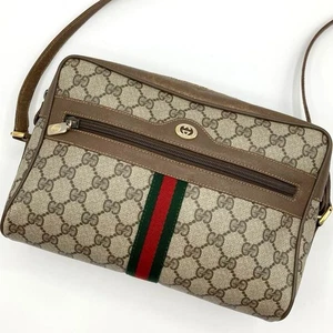 GUCCI Vintage Shoulder Bag Sherry Interlocking G Leather PVC From Japan - Picture 1 of 13