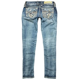Rock Revival Sundee Jeans Womens 25 X 28 Blue Distressed Denim Ankle Skinny - Picture 1 of 18