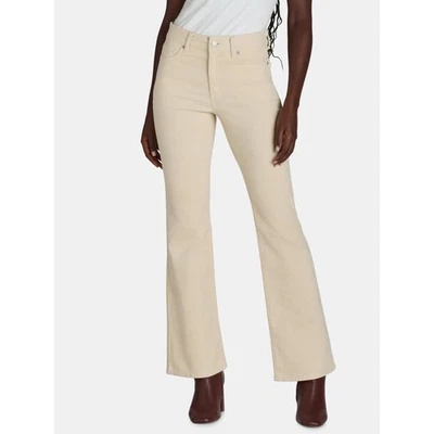 Time and Tru Womens High Rise Corduroy Flare Pants Ivory Sugar Size 16 Full - Image 1 of 4