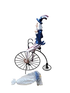 Patriotic Resin Uncle Sam With Umbrella Riding Hi Wheel Bicycle NIB (D) - Picture 1 of 4