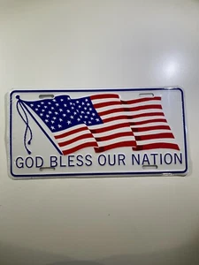 God Bless Our Nation American Flag Aluminum License Plate American Made - Picture 1 of 1