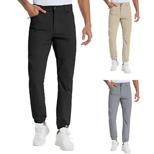 Men's Stretch Dress Pants Waterproof Slim Fit Hiking Joggers Chino Work Trousers