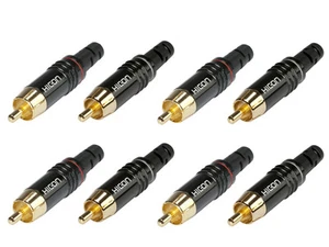8 x Hicon HI-CM06 Cinchstecker vergoldet RCA Sommercable RCA Cinch Connector - Picture 1 of 3
