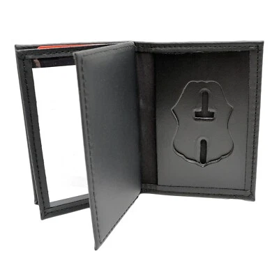 Estuche Insignia Ajuste Perfecto CBP Aduanas Patrulla Fronteriza Policía 2 Identificación Cuero Hombres Negro Foto 1 de 4