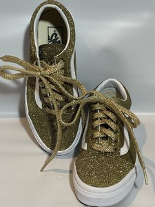 gold glitter vans womens