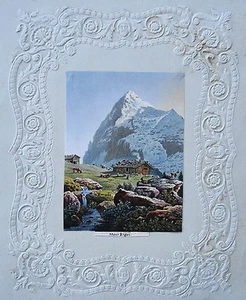 Eiger Nordwand Alpen Bergsteiger Schweiz alte altkolorierte Aquatinta 1840 - Bild 1 von 2