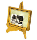 Vintage Photo Picture Frame On Easel Wood Display Stand Yellow