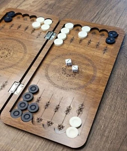 Mini Portable Travel Size Pocket Backgammon Set Board Game Camp Picnic Gift Idea - Picture 1 of 8