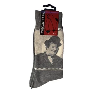 Laurel and Hardy Comedy Vintage Charcoal Unisex Novelty Ankle Socks Adult Size 6 - Picture 1 of 2