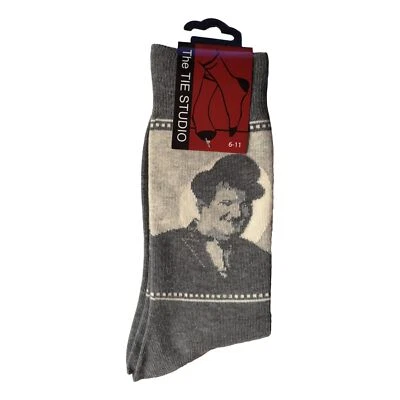 TIE STUDIO Laurel and Hardy Comedy Vintage Charcoal Unisex Novelty Ankle Socks Adult Size 6