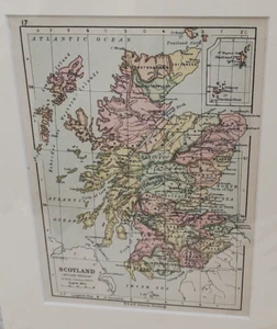 Original 1871 antike Karte von Schottland (Stuart Periode) 7" x 9" Montierung - Bild 1 von 3