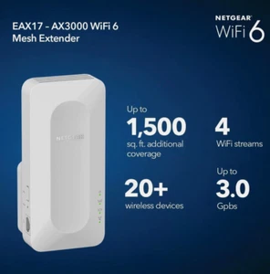Netgear WiFi 6 Mesh Range Extender EAX17 30gbps WLAN Signalverstärker - Bild 1 von 3