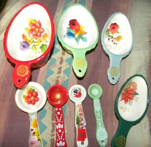 Pioneer Woman Ceramic Winter Bouquet Frost Measuring Scoop & Spoon Set NIB - Picture 1 of 1
