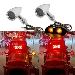 Motorcycle Bullet LED Brake Running Turn Signal Light For Bobber Cafe Chrome M10 - Picture 1 of 15