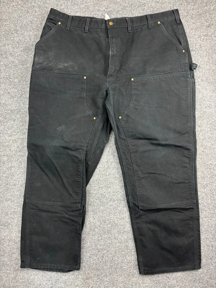 Carhartt B01 Double Knee Pants Men's W46 x L32 Black Duck Canvas Loose Original - Image 1 of 4