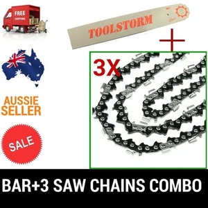 NEW22'' BAR AND 3 CHAINS FOR Baumr-Ag SX75 75CC CHAINSAW .325 058 86DL - Picture 1 of 11