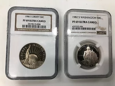1982 S,1986 S Liberty 50C ,WASHING NGC PF 69 ULTRA CAMEO (PROOF 69) - Image 1 of 4