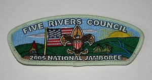 Toppa spalla BSA 5 Five Rivers Council National Jamboree Boy Scouts 2005 nuova - Foto 1 di 1