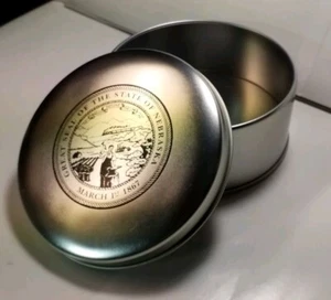 Collectible Vintage Sweda Tin Container "Great Seal Of The State Of Nebraska" - Picture 1 of 8