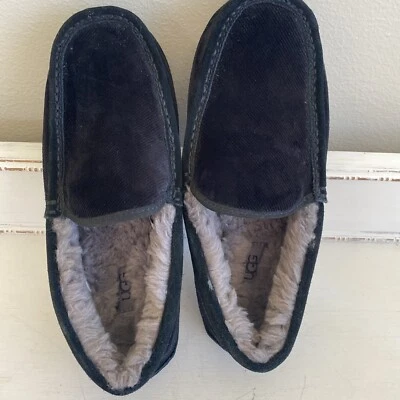 UGG Felpa NUEVA Zapatilla Para Hombre Ascot Pana II Forrada Driver Negra EE. UU. 8 Foto 1 de 4