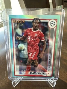 2023 Topps Merlin Chrome MATHYS TEL AQUA REFRACTOR BAYERN MUNCHEN 153/199 #58 - Picture 1 of 3