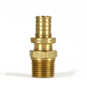 Adaptador de latón 5/8" Everloc x 1/2" MPT REHAU ASTM F2080 ID del artículo # 243647-101 - Imagen 1 de 3
