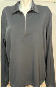 Camisa Top Donna Karan New York XL Mujer Negra Cuello 1/4 Cremallera - Imagen 1 de 6