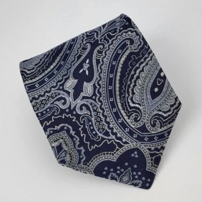 Nautica Silk Tie Blue Silver Baroque Floral Men Necktie 58 x 3.5/8 - Image 1 of 4