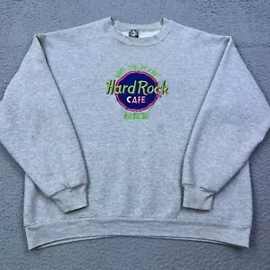 VTG Hard Rock Cafe Berlin Germany Sweatshirt XL Gray Save The Planet Crew READ - Picture 1 of 13