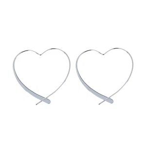 Heart Outline Threader, Sterling Silver, or Gold Vermeil, Lightweight Hoops - Picture 1 of 2