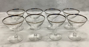 Fostoria WEDDING RING champagne/sherbets glasses 4 3/8” Platinum trim set of 8 - Picture 1 of 5