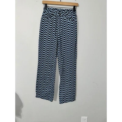 Pantalones de mezclilla para mujer talla 24 estampado ondulado cintura alta pierna recta Y2K Foto 1 de 4