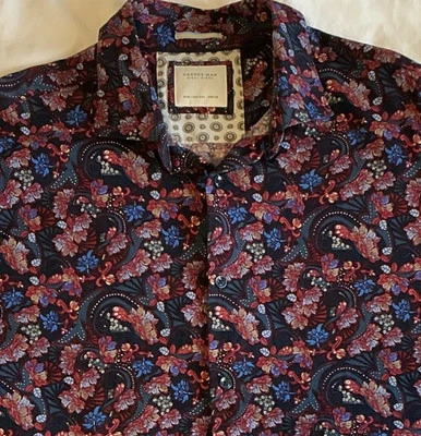 Camisa abotonada Cactus Man Ricky Singh para hombre talla 2XL roja azul cachemira Foto 1 de 4