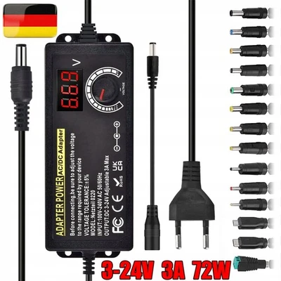 UNIVERSELLES REGULIERBARES STROMVERSORGUNGSKABEL 3-24V 3A 72W - Bild 1 von 4