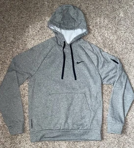 Nike Therma-FIT Hooded Fitness Pullover Mens Small Dark Grey Arm Zipper Pocket - Picture 1 of 7
