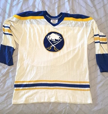 Buffalo Sabres Jersey Large Vintage 70s Rawlings White - Image 1 of 4