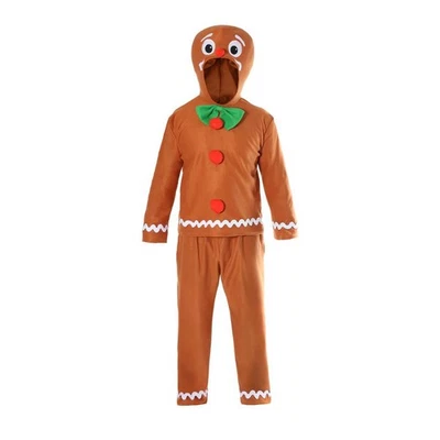 I LOVE FANCY DRESS LTD Adults Gingerbread Man Christmas Costume Top Hood Trousers Festive Xmas Outfit
