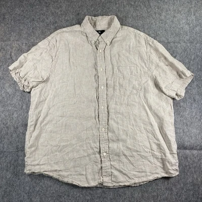 Banana Republic Linen Button Down Shirt Men's XXL 2XL Striped Summer Tan - Image 1 of 4