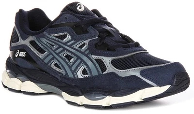 Asics Gel Nyc Avance Cordón Ante Malla Zapatillas Hombre Azul Marino GB 8-12 - Imagen 1 de 4