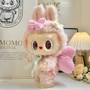 POP#MART 38CM The Monsters Labubu Plush Doll Diy Big Pink Bow + Hair Clip No Toy - Picture 1 of 6