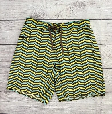 Pantalones Cortos PATAGONIA WAVEFARER Para Hombres Talla 34 Marrón Amarillo Azul Estampado Cordón Foto 1 de 4
