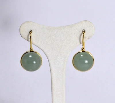 ORECCHINI ARGENTO 925 DORATO ACQUMARINA MILK 16 mm  GANCIO CON SICURA  AGHT 0580 - Immagine 1 di 3