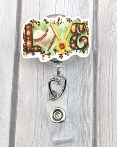 Love Baseball Retractable Badge Reel, Planar Badge Reel, Nurse Gift Medical Reel - Picture 1 of 3