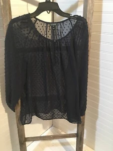 J.Crew Womens Crop Top In Navy Blue Size XS See Through Polyestor 274 - Picture 1 of 12