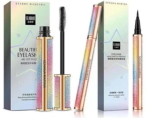 4d Silk Fiber Lash Mascara SENANA MARINA Eyeliner & Mascara Set - Black Liqui... - Picture 1 of 8