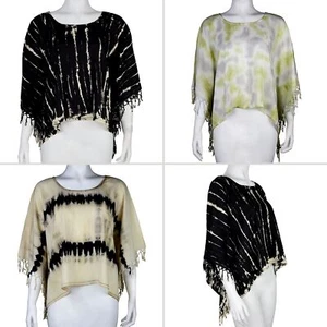 Mini Poncho Umhang Überwurf Batik Tie Dye - Picture 1 of 16
