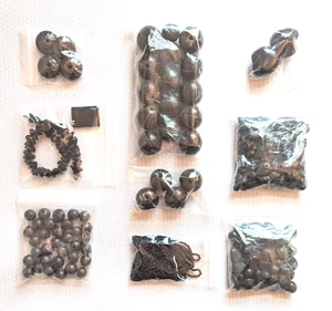 Lot of 9 Mixed Jewelry Making Beads Black Glass Metal Stone Plastic Used & New - Picture 1 of 4